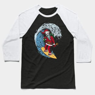 Santa Claus surfing skull Bell gift bag Baseball T-Shirt